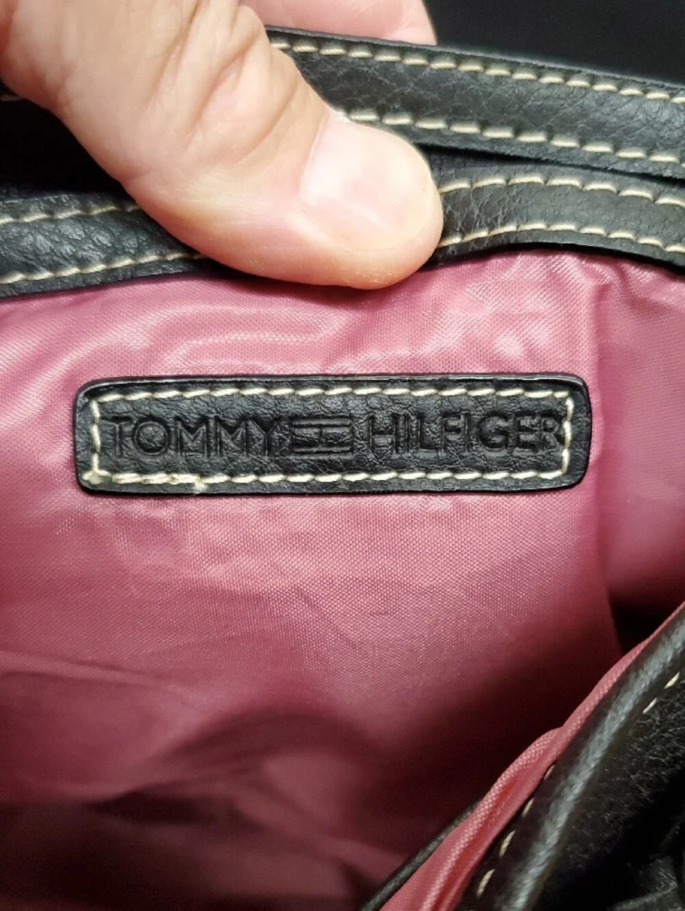 Vintage Tommy Hilfiger Black Leather Hobo Bag with Braided Strap